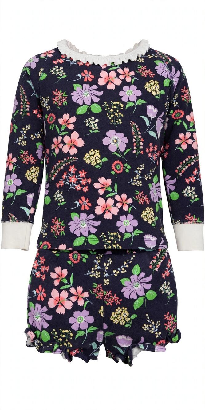 Beaufort Bonnet Company Floral Top Bloomer Set Girls 6 Navy